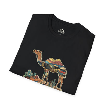 Desert Landscape Camel T-Shirt - Unisex Softstyle Tee for Nature Lovers