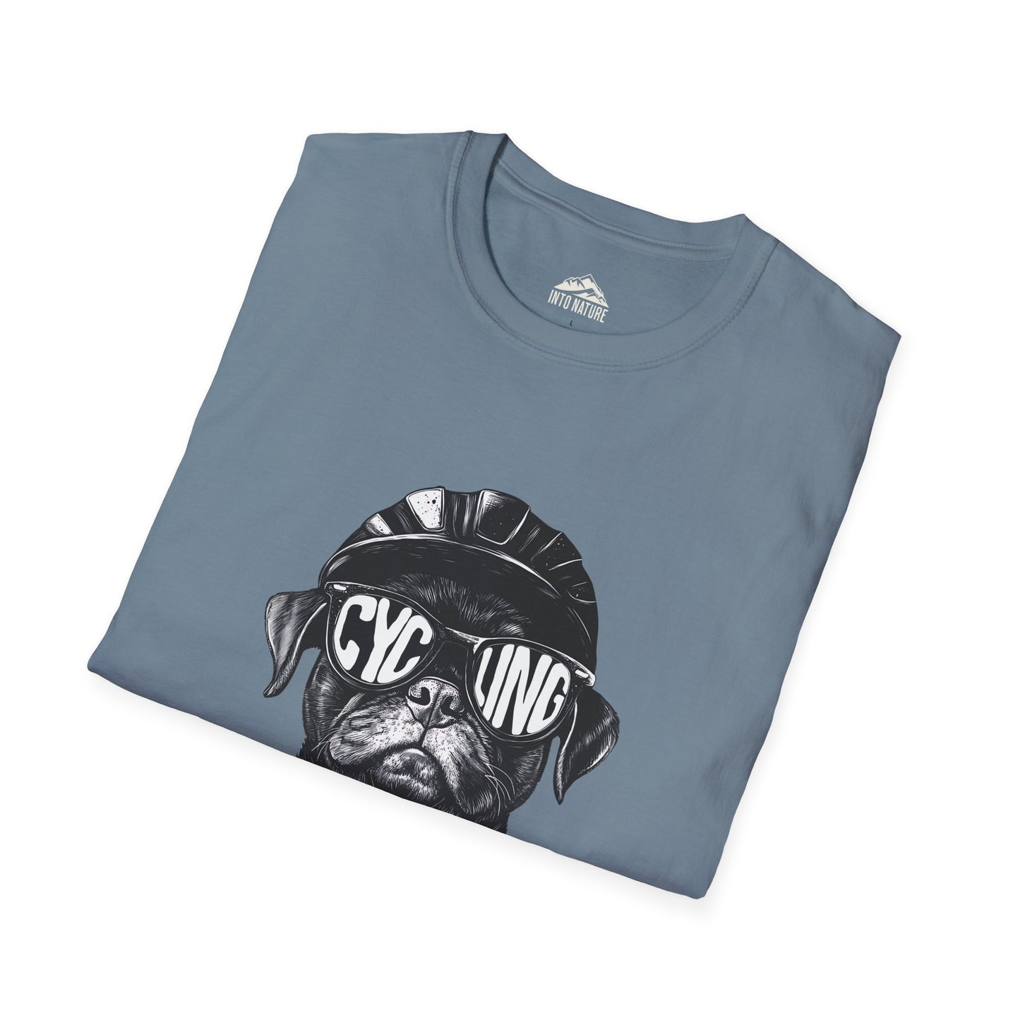 Cycling Pug Unisex Softstyle T-Shirt - Fun Dog Graphic Tee for Bike Lovers