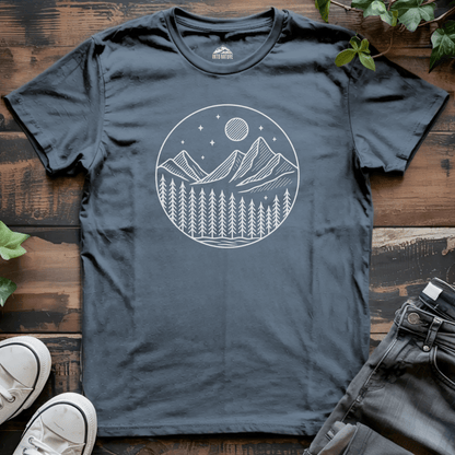 Moonlit Pine Forest Emblem Tee - Into Nature Co.