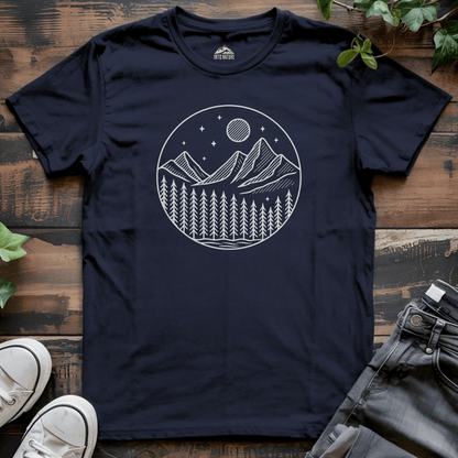 Moonlit Pine Forest Emblem Tee - Into Nature Co.