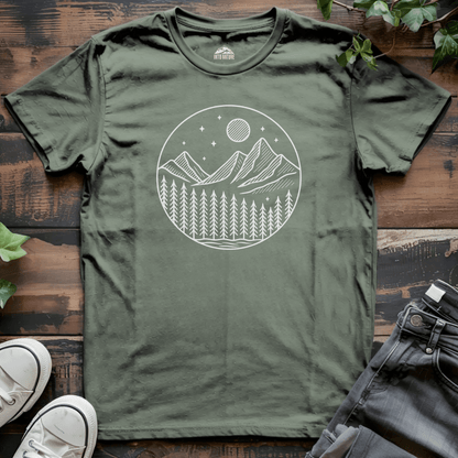 Moonlit Pine Forest Emblem Tee - Into Nature Co.